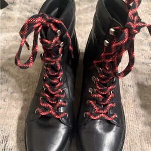 Sam Edelman Black Combat Boots with Red Laces